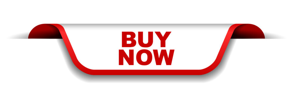 red and white banner buy now