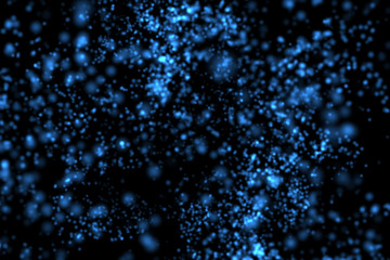 Poster - abstract blue bokeh on black background for technology concept, 3d illustration