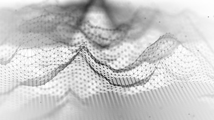 Poster - Abstract wireframe landscape. Abstract mesh landscapes. Polygonal mountains. 3D illustration.