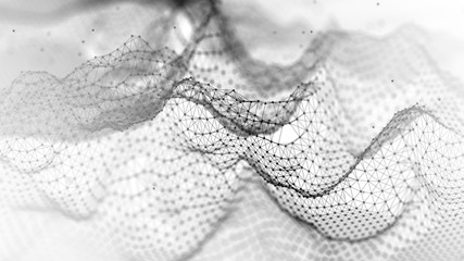 Poster - Abstract wireframe landscape. Abstract mesh landscapes. Polygonal mountains. 3D illustration.