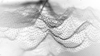 Poster - Abstract wireframe landscape. Abstract mesh landscapes. Polygonal mountains. 3D illustration.