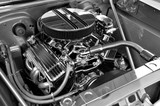 Fototapeta Góry - Customized car engine in black and white showing much detail