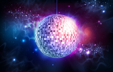 Wall Mural - disco ball. disco ball on open space background