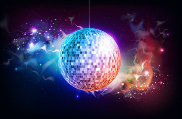 Wall Mural - disco ball. disco ball on open space background
