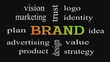 © dacasdo - Brand concept word cloud on black background.