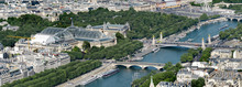 Aerial Panoramic View Of Alexandere III And Invalides Bridges On Seine River And Grand Palais And Petit Palais  In Paris, France