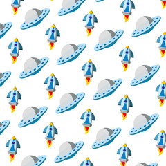 Sticker - rocket and ufo technology exploration background