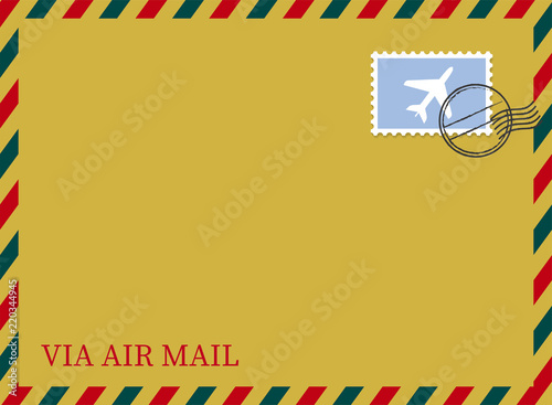 エアメールのイラスト背景 クラフト地 切手 消印付き ベクターデータ トリコロールカラー Airmail Stock Vector Adobe Stock