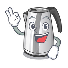 Sticker - Okay plastic electric kettle isolated on cartoon