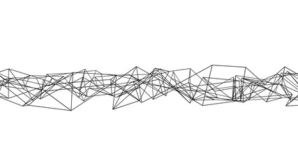 Poster - black digital data and network connection triangle lines in technology concept on white background, 
