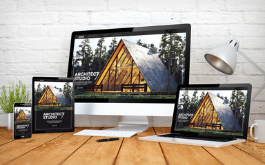 Wall Mural - architect website responsive design screen multidevices