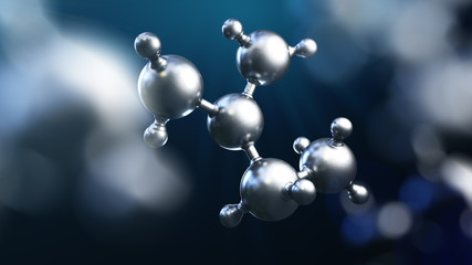Wall Mural - 3d illustration of abstract silver metal molecule background