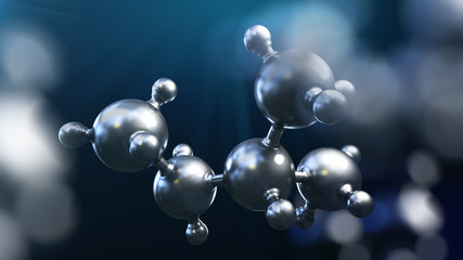 Wall Mural - 3d illustration of abstract silver metal molecule background