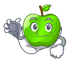 Wall Mural - Doctor cartoon of big shiny green apple