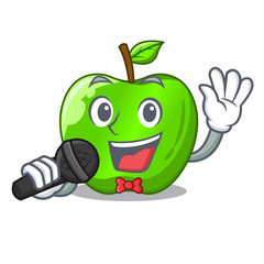 Poster - Singing perfect fresh green apple on cartoon