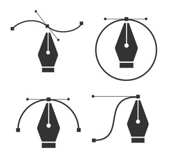 Aufkleber - Pen tool cursor. Vector computer graphics. Logo for designer or illustrator. Design icon. The curve control points.