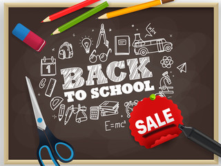 Poster - Back to school. Season sale concept