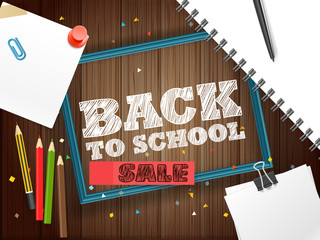 Poster - Back to school sale. Lettering vector banner
