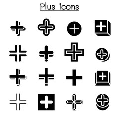 Wall Mural - Plus, Positive , Cross Add icon set