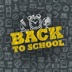 Poster - Back to school concept. Lettering vector banner