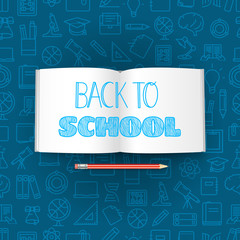 Poster - Back to school concept with the book. Lettering vector banner