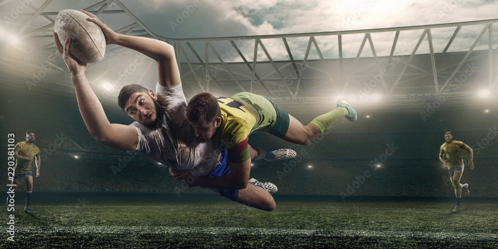 People Fighting Rugby Rugby players fight for the ball on professional rugby stadium Stock ...