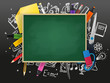 © tovovan - School chalkboard with different education stuff