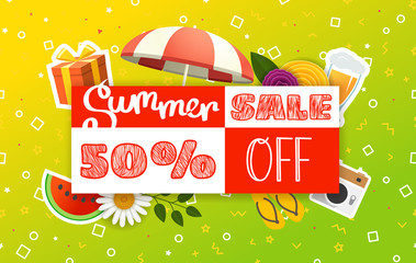 Poster - Abstract color sale banner template. Summer sale vector illustration