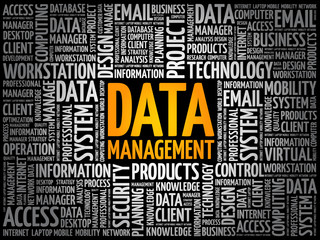 Poster - Data Management word cloud collage, business concept background
