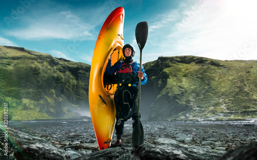Fotografía Whitewater kayaking, extreme kayaking