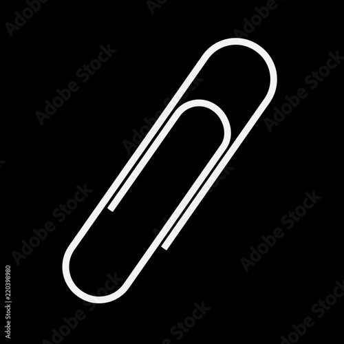 Fotografie, Obraz Paper clip icon symbol isolated on black background for office business concept, attached to paper