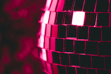 Sticker - shiny pink glittering disco ball, party background