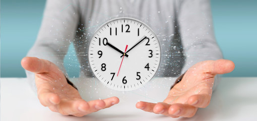 Poster - Man holding a clock timer 3d rendering