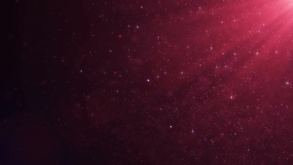 Wall Mural - Beautiful Pink Red Floating Dust Particles with Flare on Black Background in Slow Motion. Looped 3d Animation of Dynamic Wind Particles In The Air With Bokeh. 4k Ultra HD 3840x2160