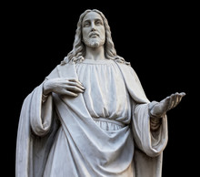 A Statue Of Jesus With Open Hands. Isolated