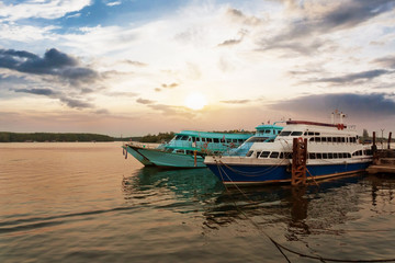 Touring boat at Thailand sea evening time