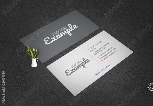 Grayscale Business Card Layout Stock Template Adobe Stock