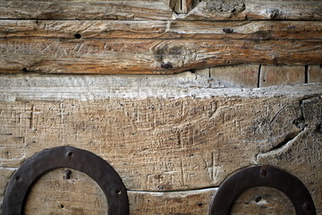 wooden door in the temple of the Lord of Jerusalem. fragment of an old wooden door