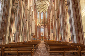 Interior of Saint Mary church in Lübeck Germany