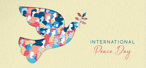 Wall Mural - World Peace day card for diverse people unity