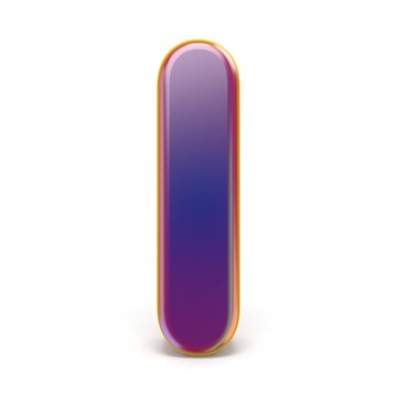 Letter I purple font yellow outlined 3D