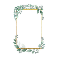watercolor floral geometric frame