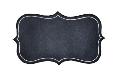 blank black watercolour note label with decorative rounded curly border. hand drawn graphic on white