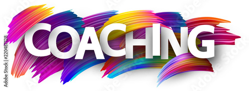 Fotomural Coaching card with colorful brush strokes.