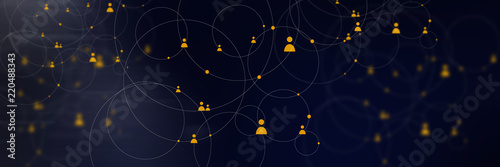 Cuadros en Lienzo Abstract human network connection in geometric line