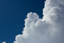 White Cumulus Cloud On Dark Blue Sky Before The Storm