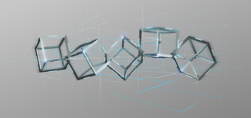 Poster - 3d rendering blockchain cube isolated on a background