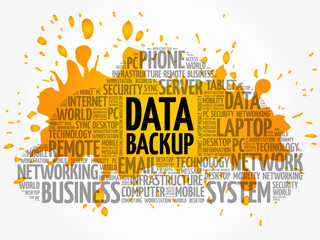 Poster - data backup word cloud collage, technology concept background