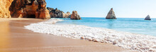 Summer Sandy Beach (Algarve, Costa Vicentina, Portugal).  Beautiful Natural Summer Vacation Travel Concept.