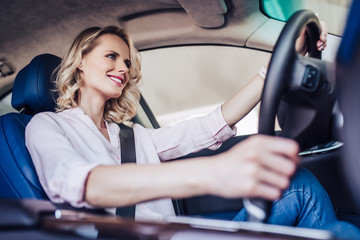 woman driving a car